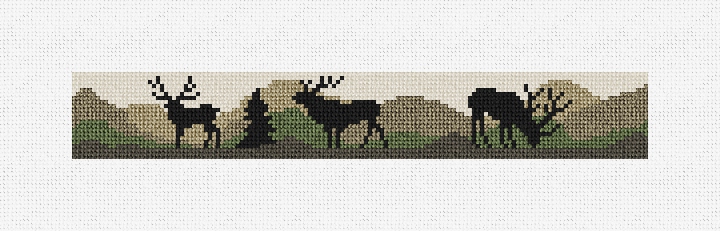 Elk Camo Needlepoint Key Fob Kit Stitched Preview