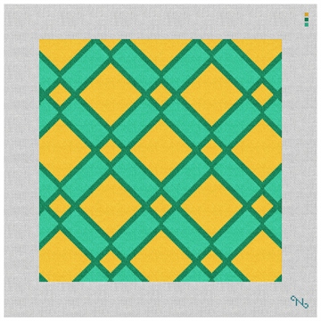 Emerald Lattice Needlepoint Kit Stitched Preview
