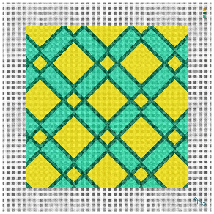 Emerald Lattice Needlepoint Kit Stitched Preview