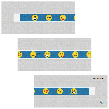 Emojis Needlepoint Belt Kit Stitched Preview
