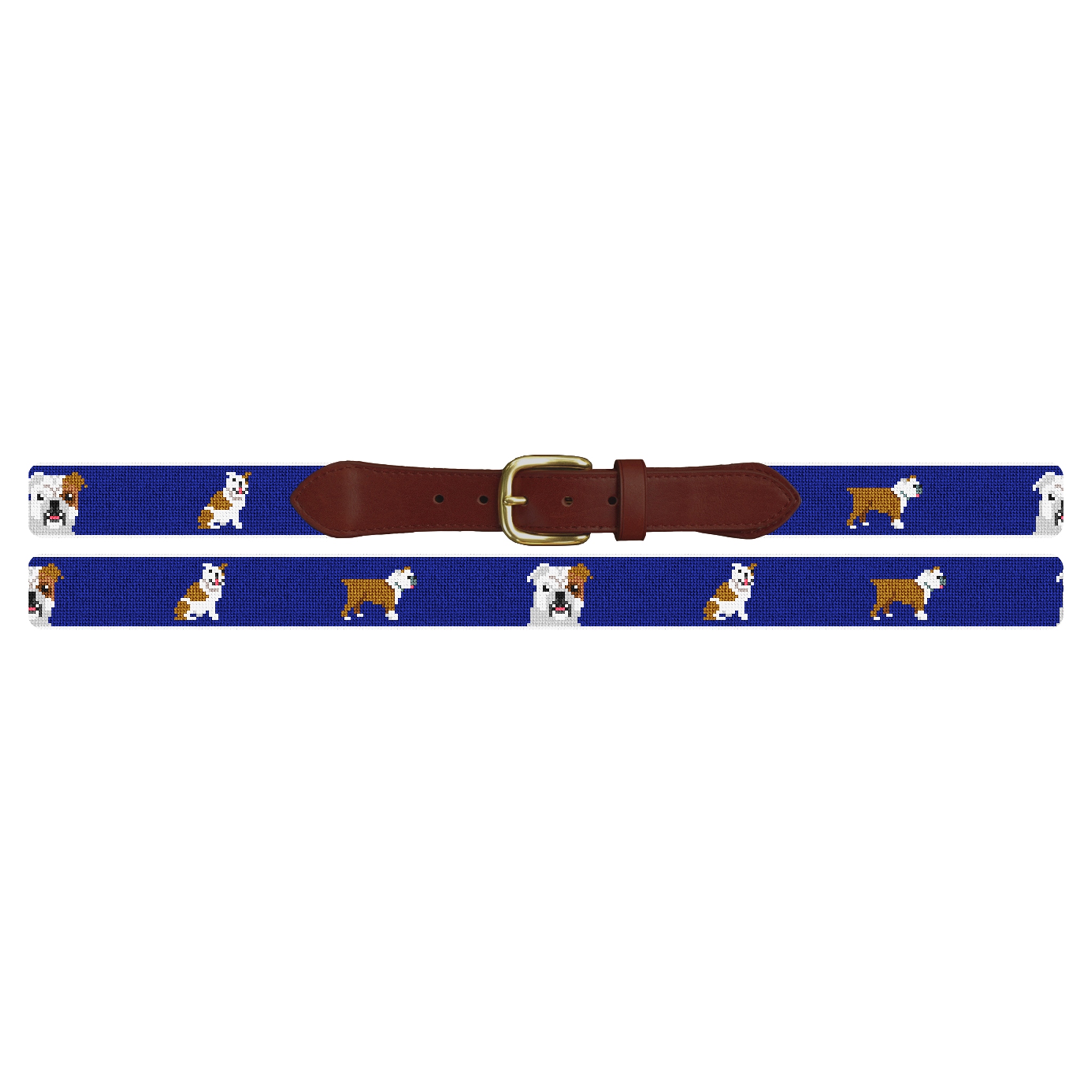 English Bulldog Needlepoint Belt