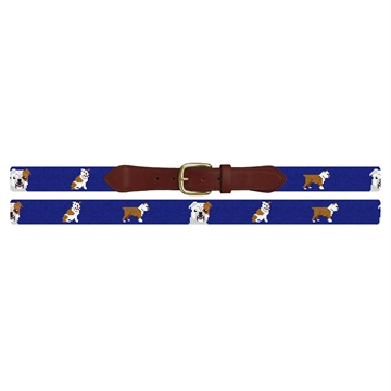 English Bulldog Needlepoint Belt