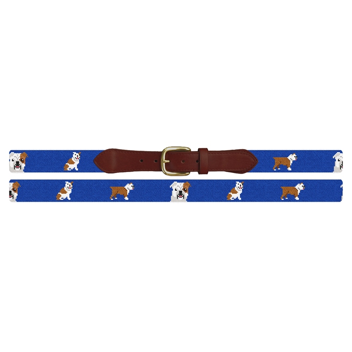 English Bulldog Needlepoint Belt