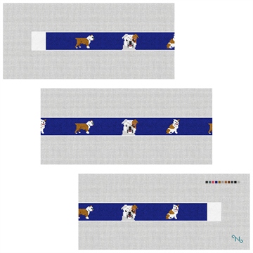 English Bulldog Needlepoint Belt Kit Stitched Preview