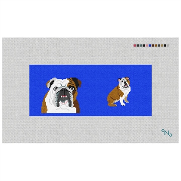 English Bulldog Needlepoint Flask Kit Stitched Preview