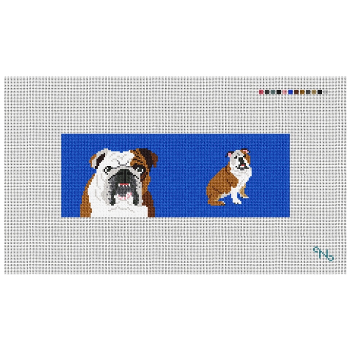 English Bulldog Needlepoint Wallet Kit Stitched Preview