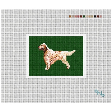 English Setter Needlepoint Card Wallet Kit Stitched Preview