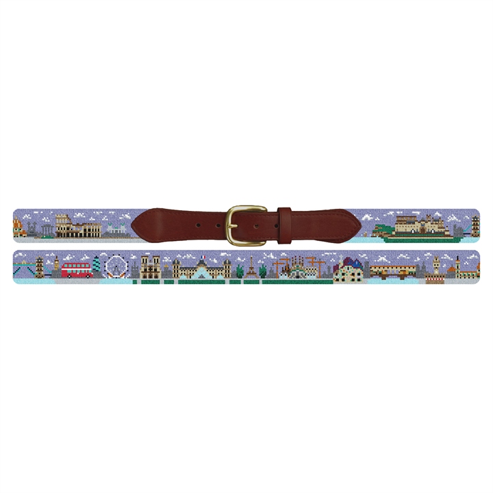 European Landscape Needlepoint Belt