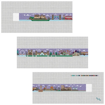 European Landscape Needlepoint Belt Kit Stitched Preview