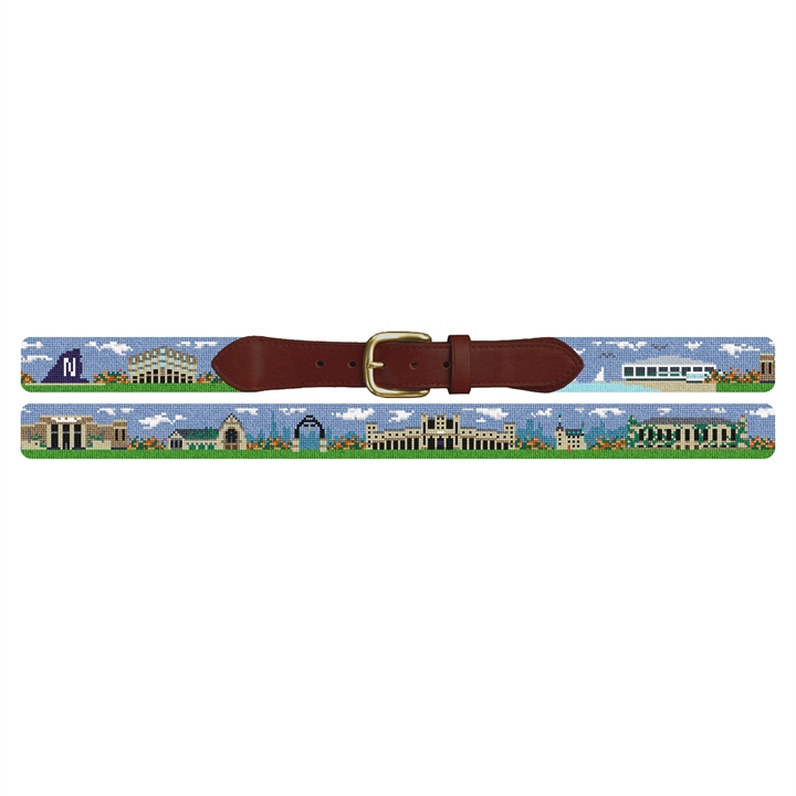 Evanston Illinois Landscape Needlepoint Belt 