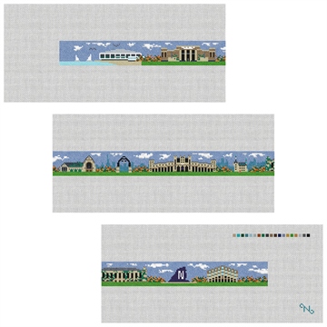 Evanston Illinois Landscape Needlepoint Belt Kit Stitched Preview