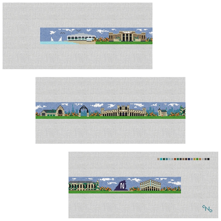 Evanston Illinois Landscape Needlepoint Belt Kit Stitched Preview
