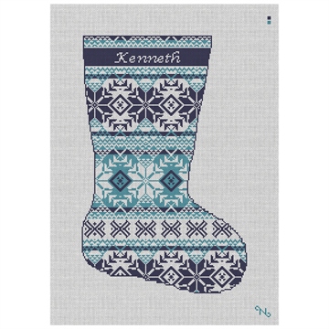 Fair Isle Blues Needlepoint Stocking Kit