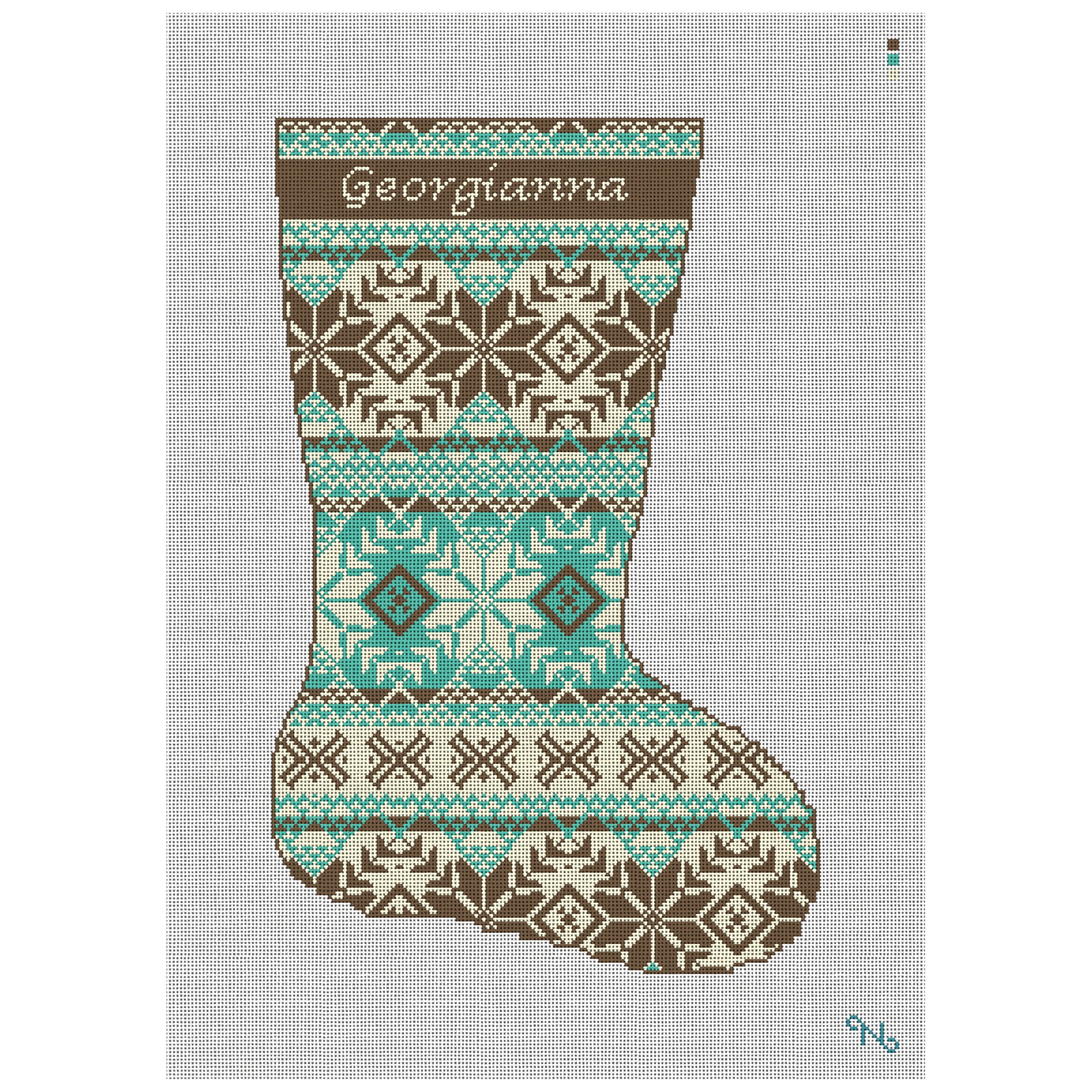 Fair Isle Chocolate Needlepoint Stocking Kit