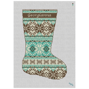 Fair Isle Chocolate Needlepoint Stocking Kit