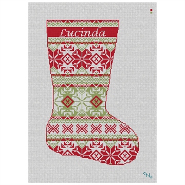 Fair Isle Red Green Needlepoint Stocking Kit