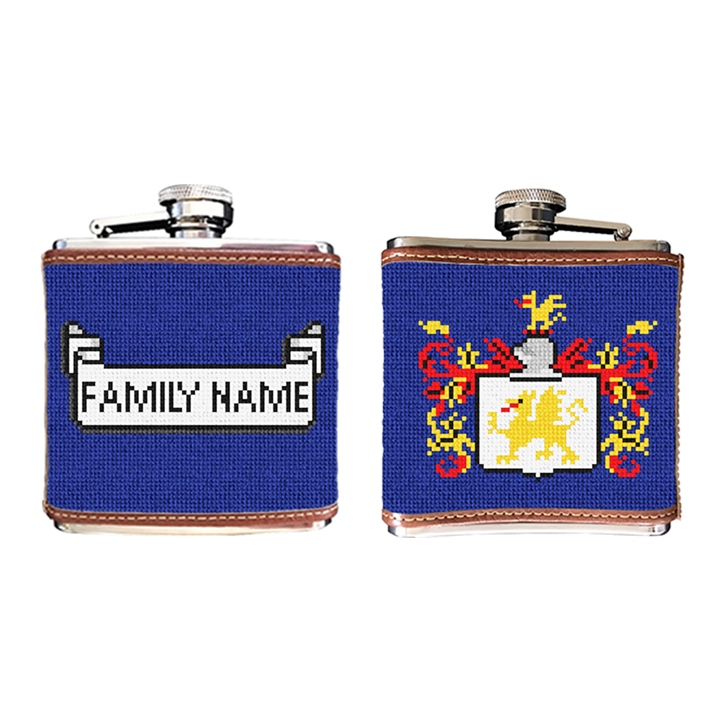 Family Crest Needlepoint Flask 