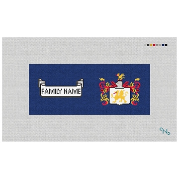 Family Crest Needlepoint Flask Kit Stitched Preview