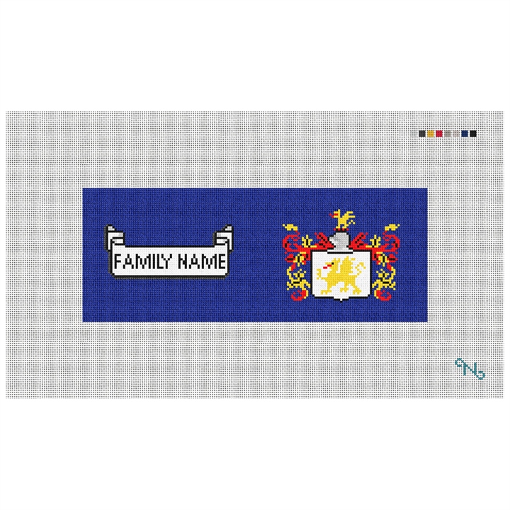 Family Crest Needlepoint Wallet Kit Stitched Preview