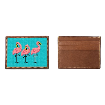 Fancy Flamingos Needlepoint Card Wallet