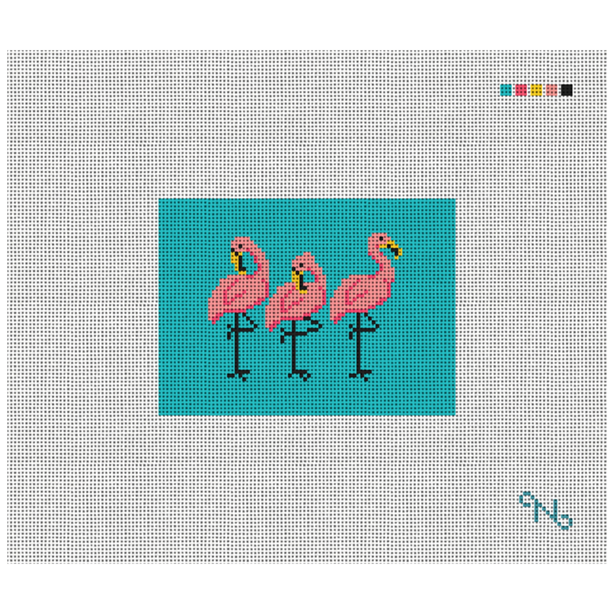 Fancy Flamingos Needlepoint Card Wallet Kit