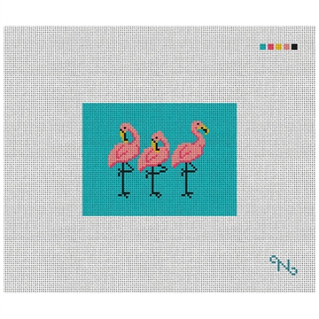 Fancy Flamingos Needlepoint Card Wallet Kit