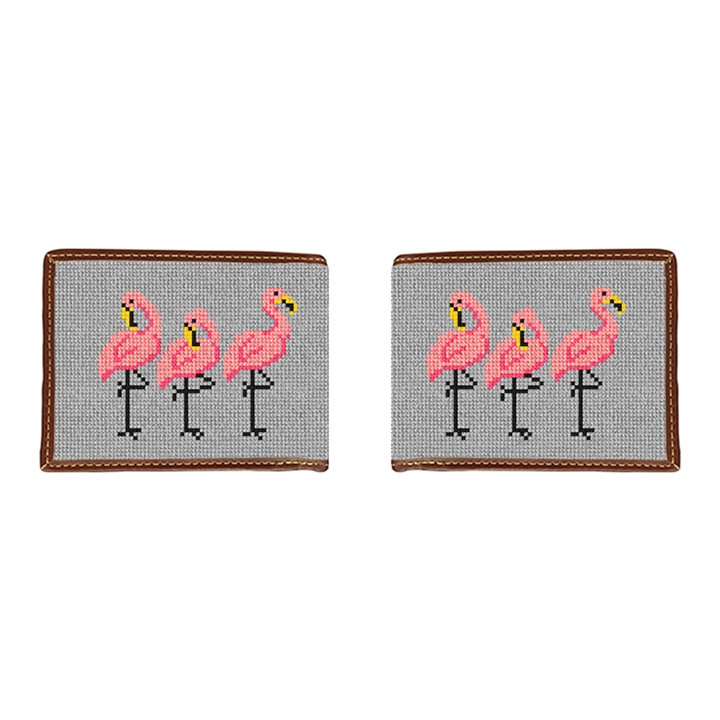 Fancy Flamingos Needlepoint Wallet 