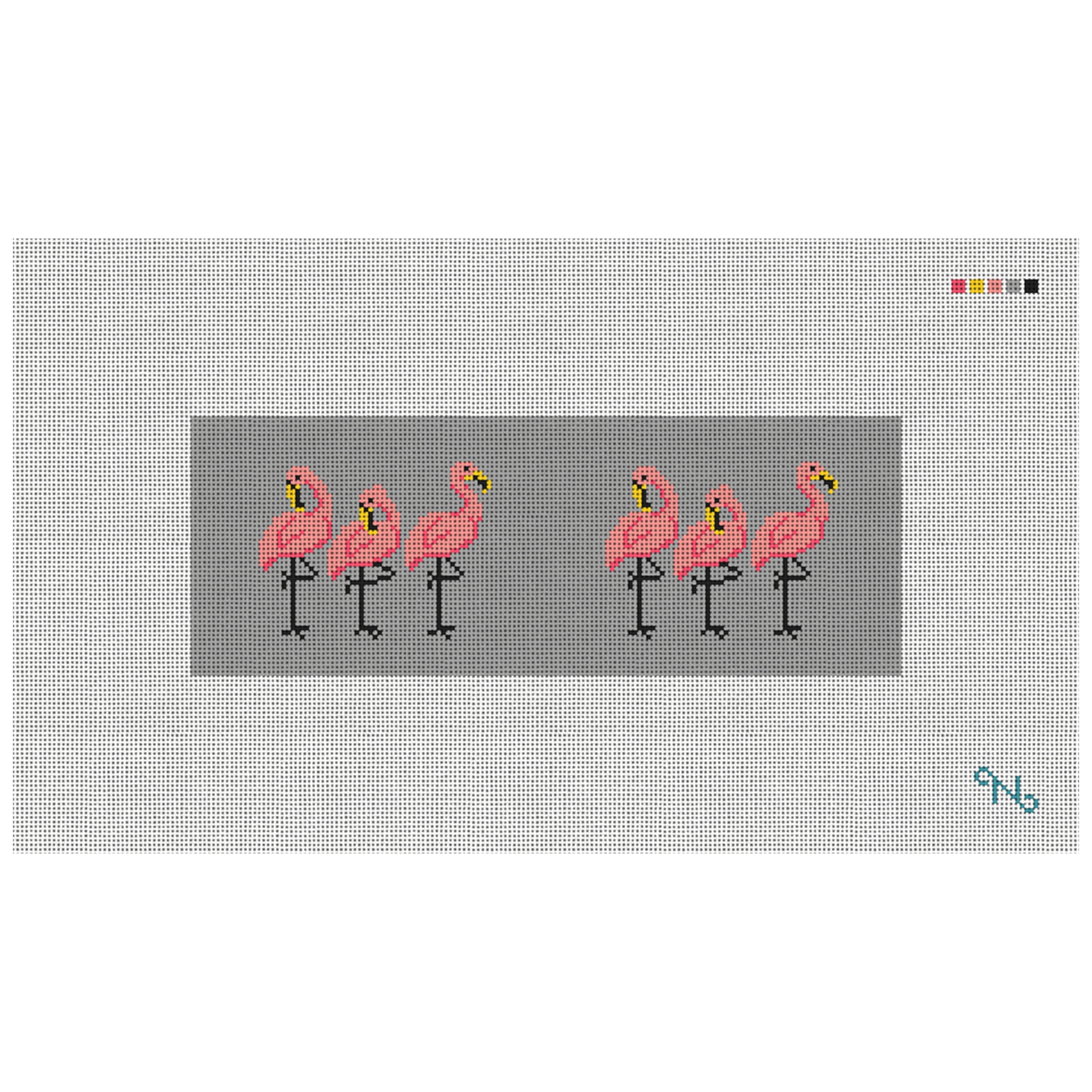 Fancy Flamingos Needlepoint Wallet Kit