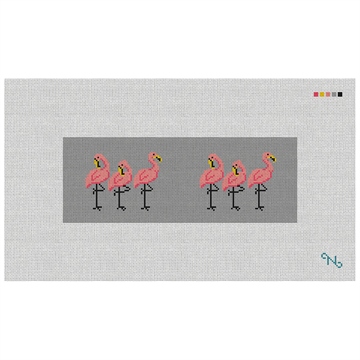 Fancy Flamingos Needlepoint Wallet Kit