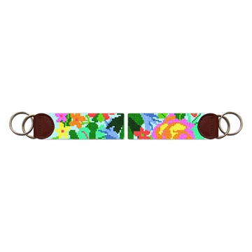Fancy Floral Needlepoint Key Fob
