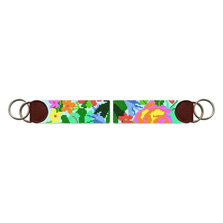 Fancy Floral Needlepoint Key Fob