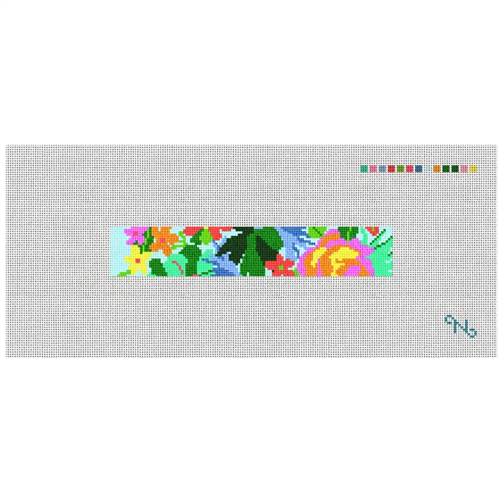 Fancy Floral Needlepoint Key Fob Kit Stitched Preview