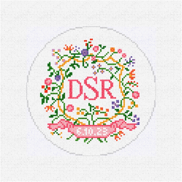 Fancy Floral Wedding Needlepoint Ornament Kit