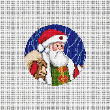 Father Christmas Needlepoint Ornament Kit Stitched Preview