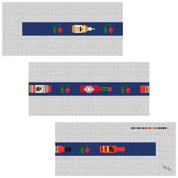Favorite Hot Sauce Needlepoint Belt Kit Stitched Preview