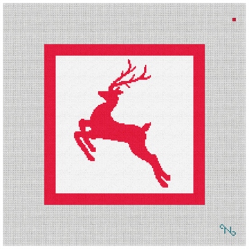 Festive Reindeer Needlepoint Pillow Kit Stitched Preview