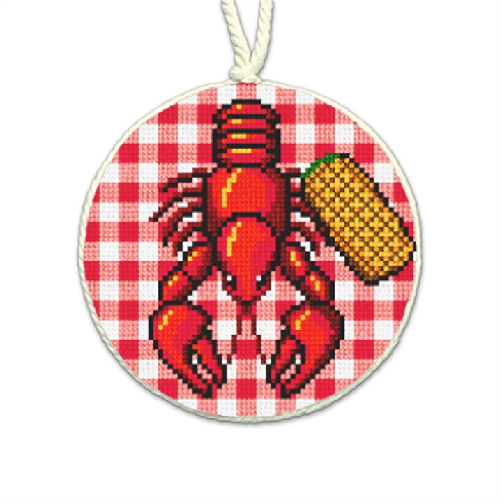 Fiery Hot Crawfish Boil Needlepoint Ornament 