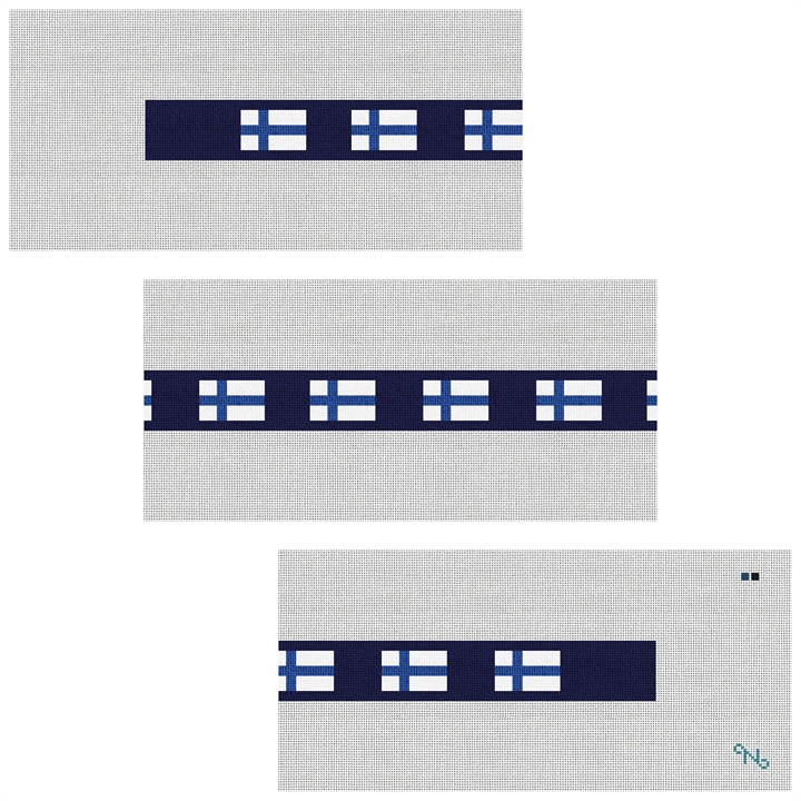 Finland Flag Needlepoint Belt Kit Stitched Preview