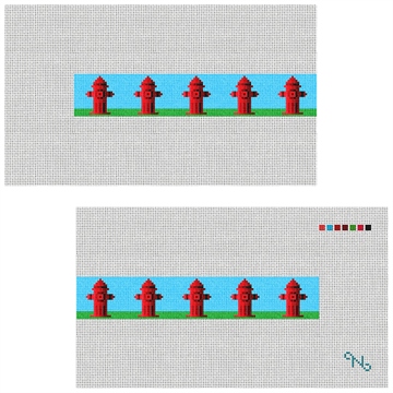 Fire Hydrant Dog Collar Needlepoint Kit Stitched Preview