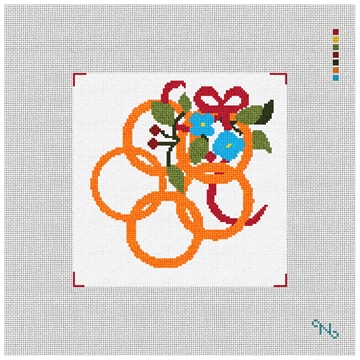 Five Golden Rings Needlepoint Kit Stitched Preview