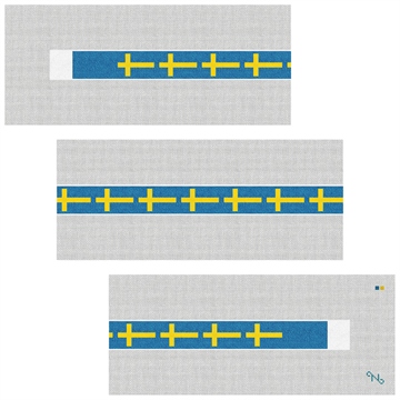 Flag of Sweden Needlepoint Belt Kit Stitched Preview