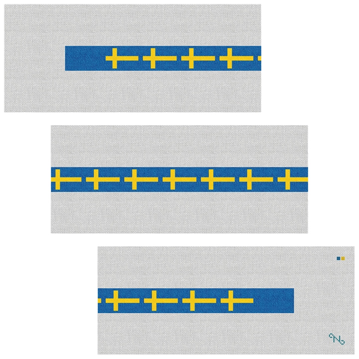 Flag of Sweden Needlepoint Belt Kit Stitched Preview