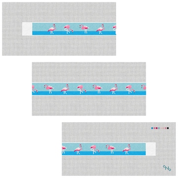 Flamingo Needlepoint Belt Kit Stitched Preview
