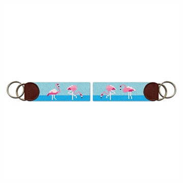 Flamingo Needlepoint Key Fob