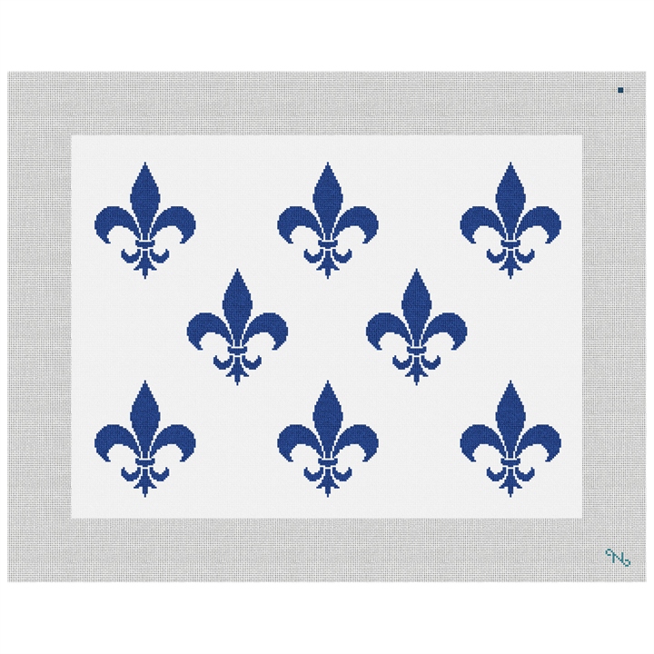 Fleur De Lis Needlepoint Pillow Kit Stitched Preview
