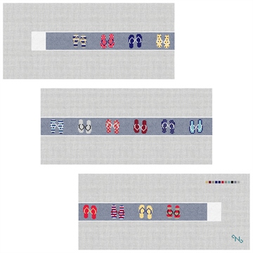 Flip Flops Needlepoint Belt Kit Stitched Preview