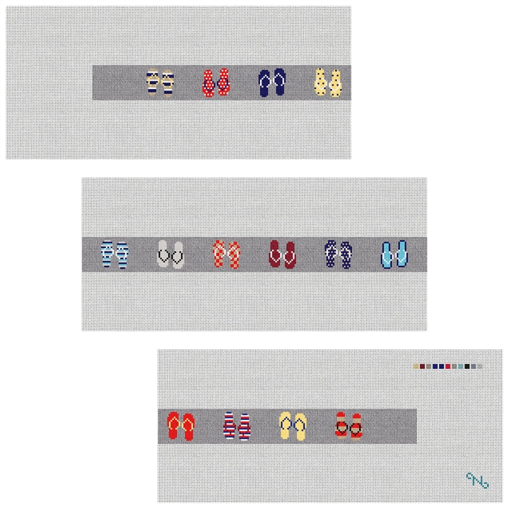 Flip Flops Needlepoint Belt Kit Stitched Preview