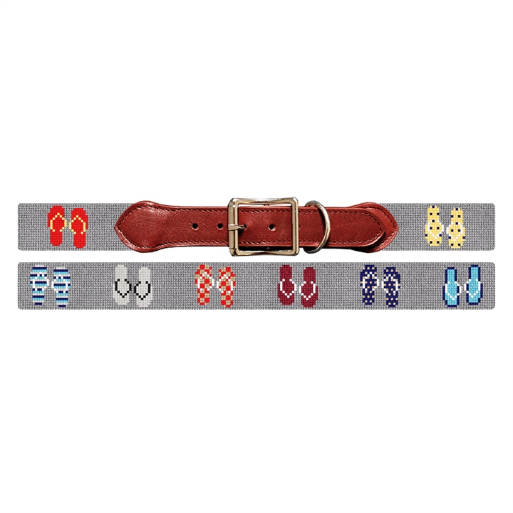 Flip Flops Needlepoint Dog Collar 