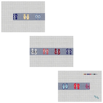 Flip Flops Needlepoint Dog Collar Kit Stitched Preview