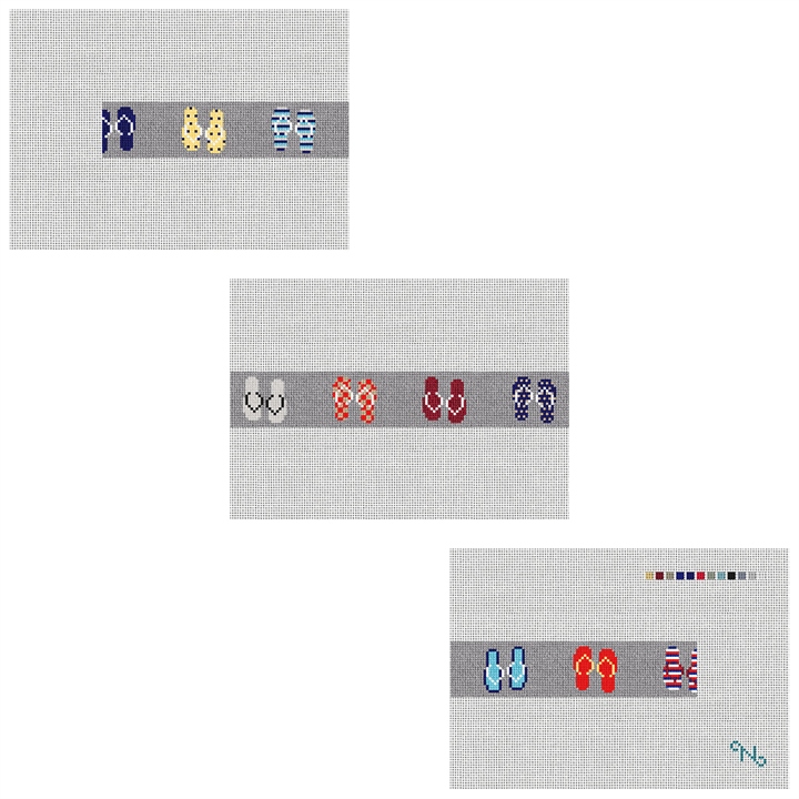 Flip Flops Needlepoint Dog Collar Kit Stitched Preview